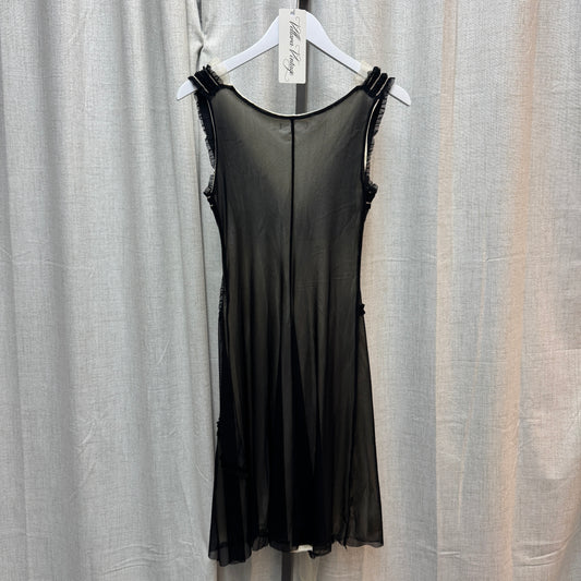 Siste's Black Midi Dress w/ Floral Appliqué