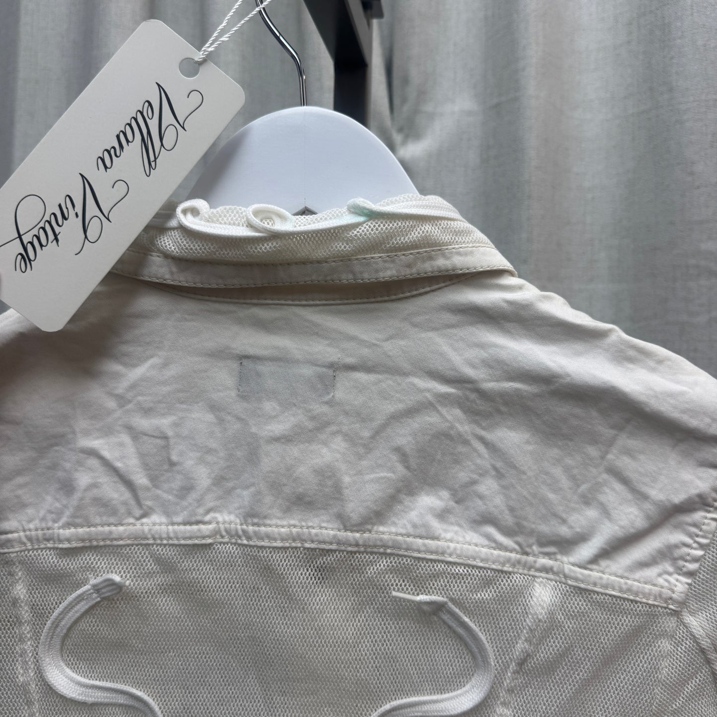 Gattinoni Jeans White Lace-Up Mesh Button Jacket
