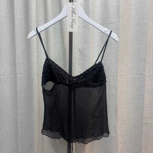 Phard Black Crochet and Silk Tank Top