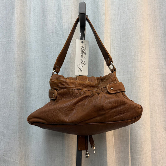 Pierre Cardin Brown Pebbled Leather Shoulder Bag