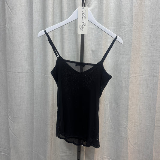 Black Iridescent Beaded Asymmetrical Tank Top