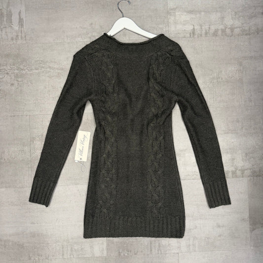 Grey Cable Knit Long Cardigan