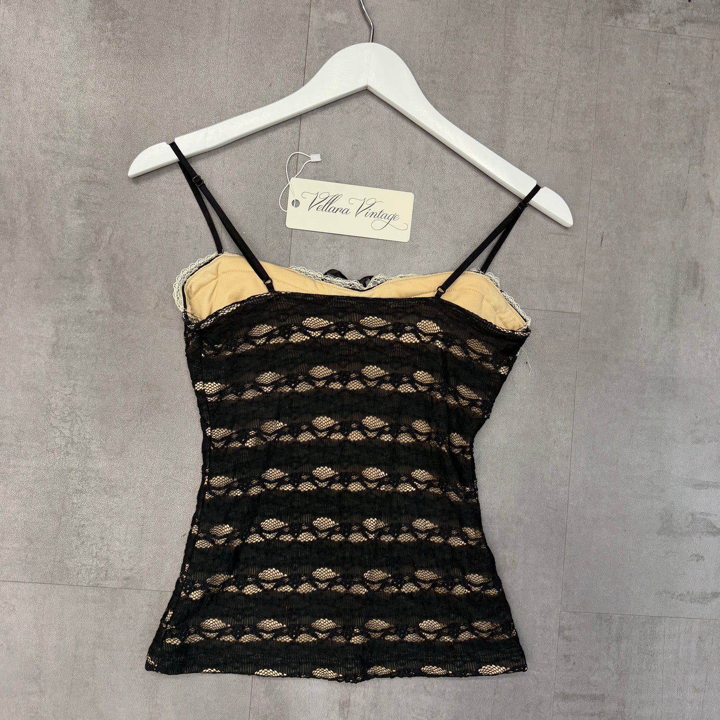 Y2K Black and Cream Lace Cami