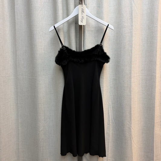 Moschino Jeans Rabbit Fur Neckline Mini Dress