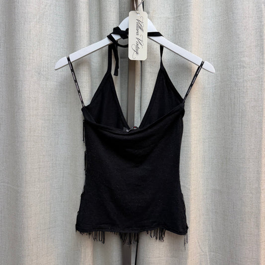 Black Morgan de Toi Fringe Halter Top