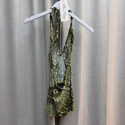 Just Cavalli Green Abstract Print Halter Top