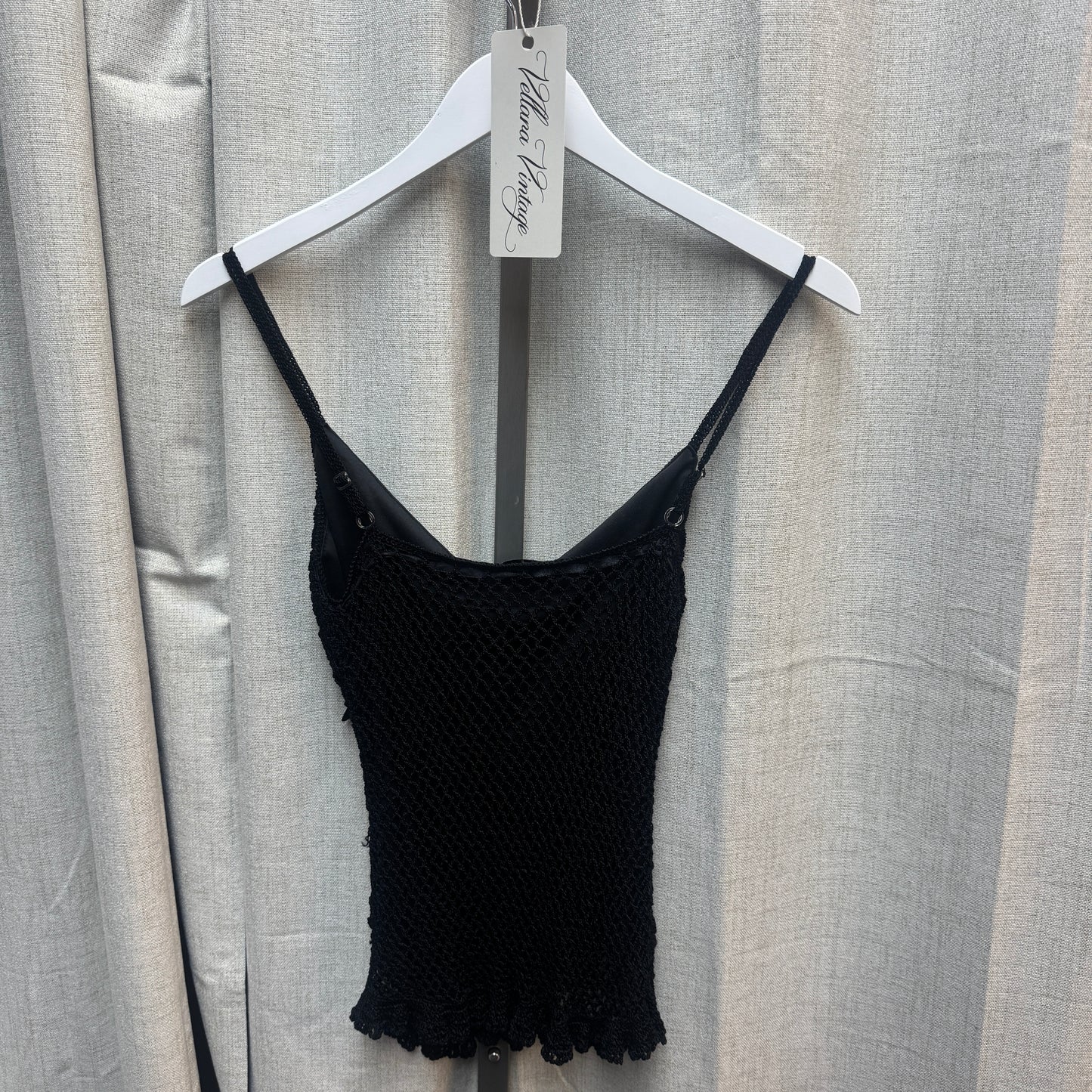 Black Crochet Ribbon Tank Top