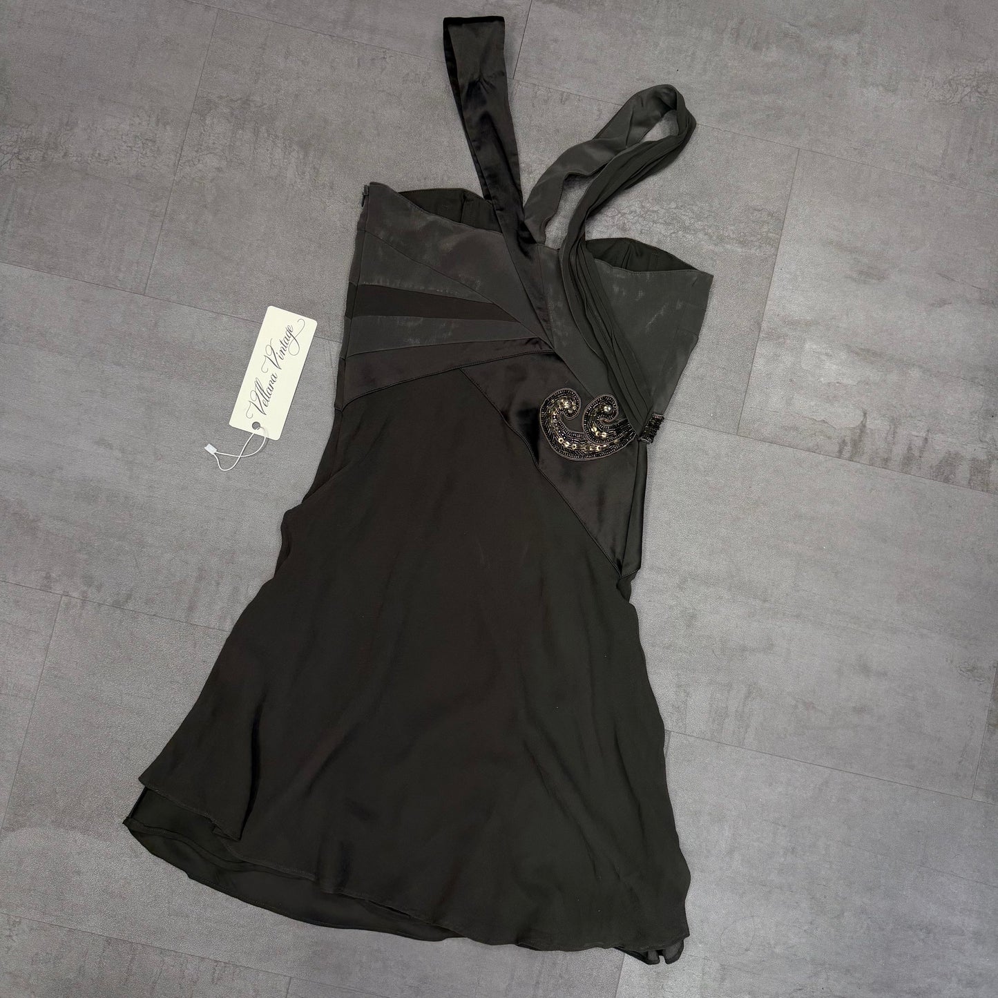 100% Silk Beaded Mini Dress