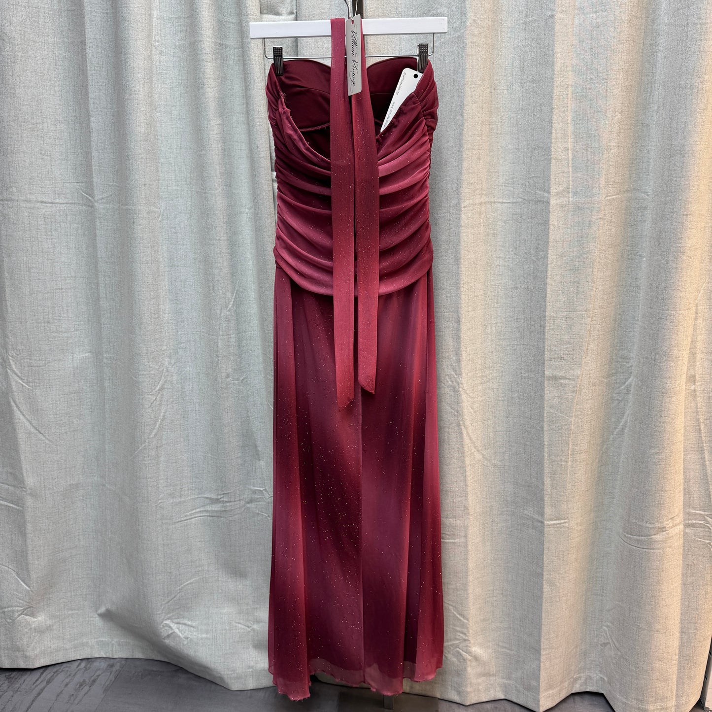 Pink Shimmery Ruched Bodice Maxi Dress