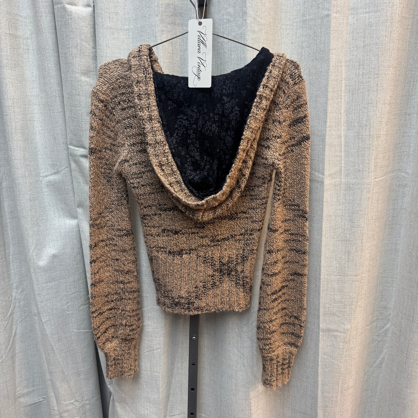 Long Sleeve Heathered Beige Knit Hoodie