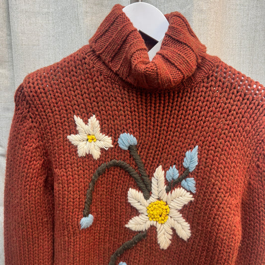 D&G F/W 2001 Embroidered Floral Turtleneck Sweater