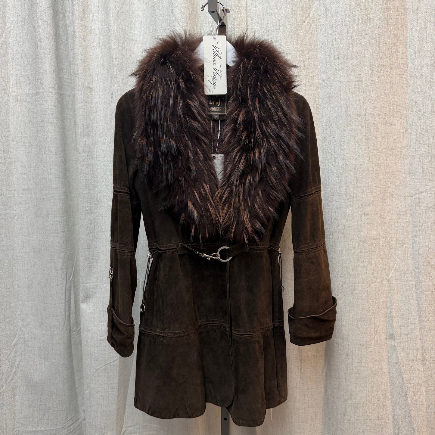 Brown Suede and Fox Fur Coat