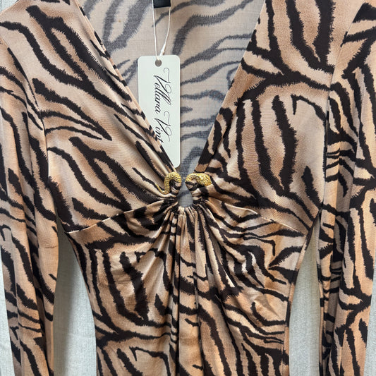 Roberto Cavalli Zebra Print V-Neck Long Sleeve