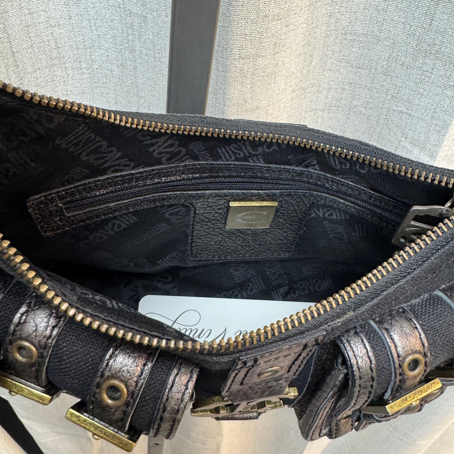 Just Cavalli Black Pocket Shoulder Bag