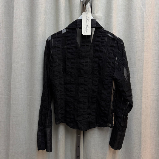Black Striped Sheer Button Down Shirt