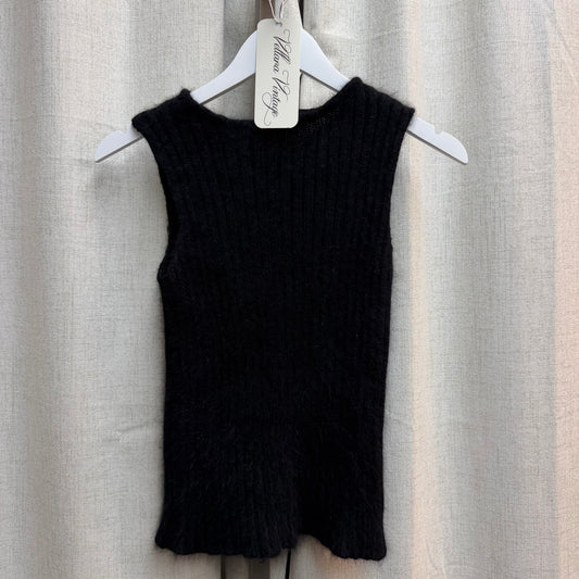 CLASS Roberto Cavalli Black Mohair Sleeveless Button Down Top