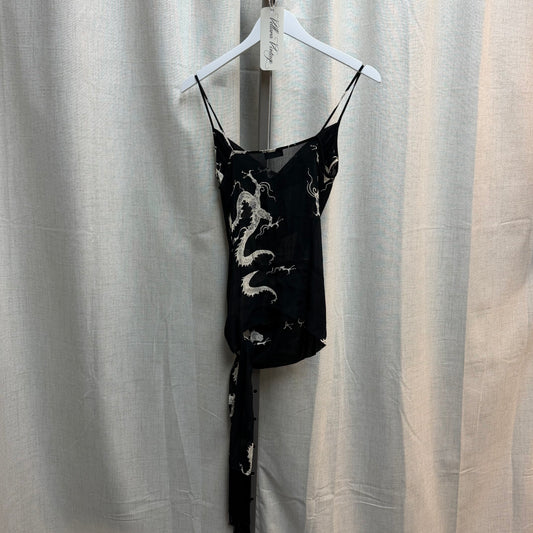 Silk Black Dragon Print Top