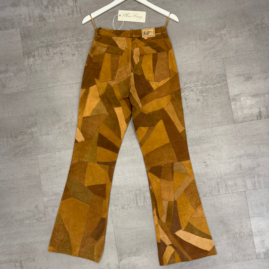 Genuine Leather Patchwork Suede Pants