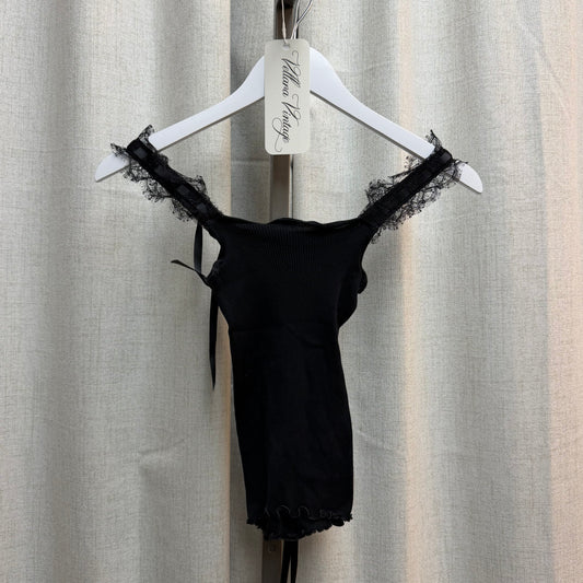 Black Oscalito Ribbed Lace Tank Top