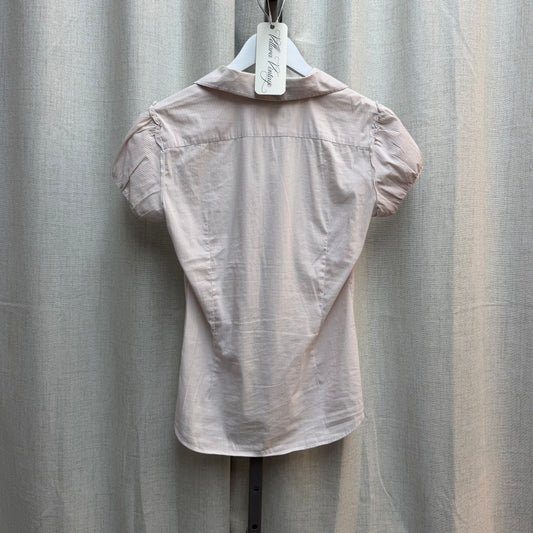 White and Pink Striped Button Down Blouse