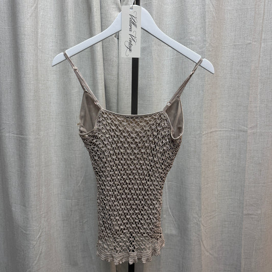 Tan Crochet Bow Tank Top
