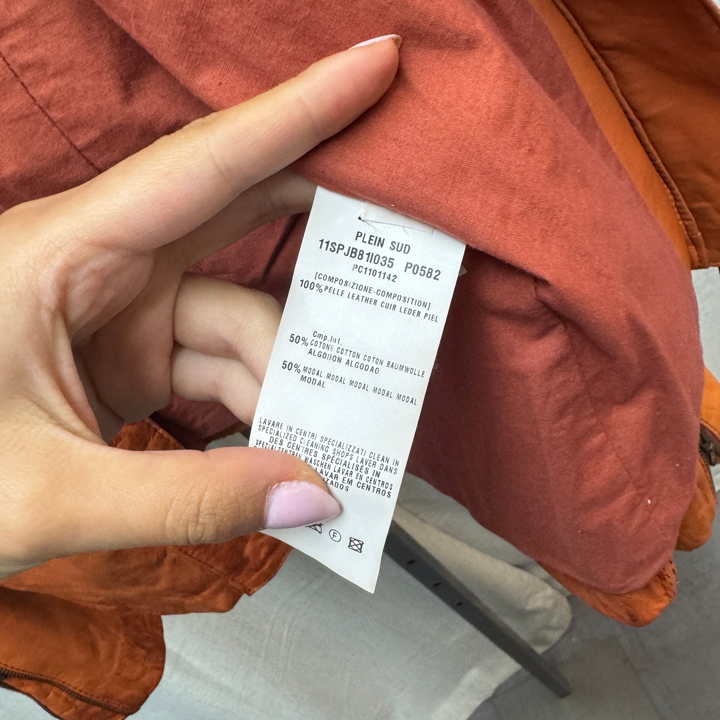 Plein Sud Jeanius Orange Leather Jacket