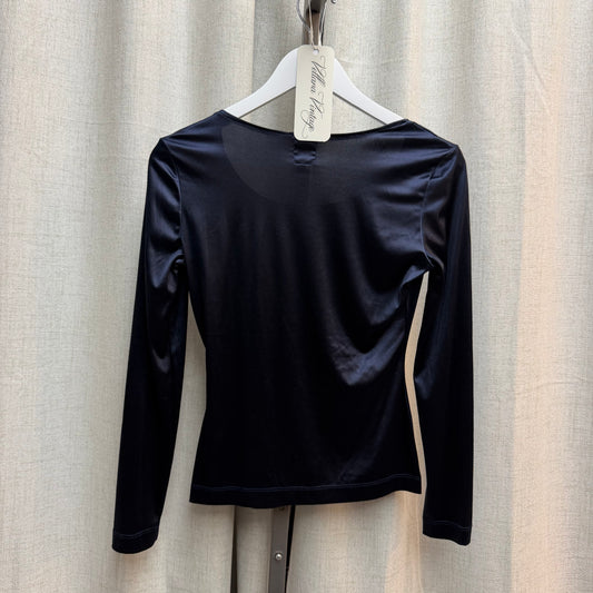 Moschino Jeans Blue Velvet Long Sleeve Top with Red Heart