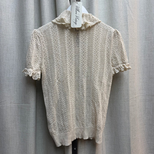 Ralph Lauren Cream Knit Ruffle Blouse