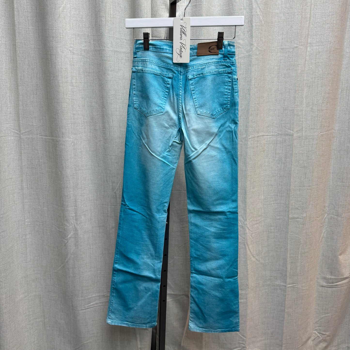 2000s Just Cavalli Overprint Faded Ocean Blue Pants