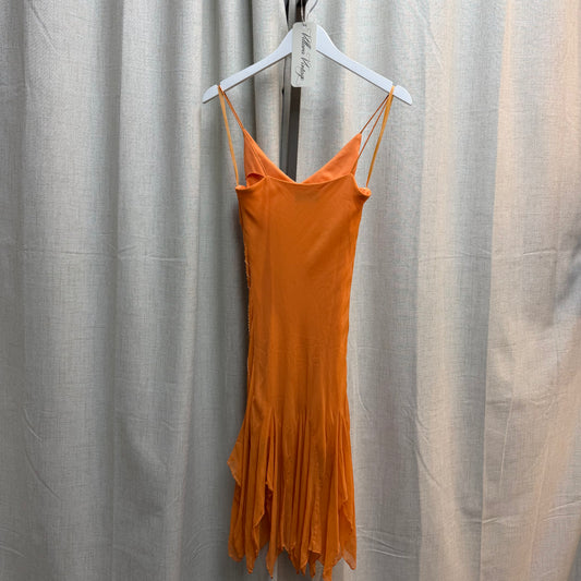 Orange Beaded Silk Midi Dress