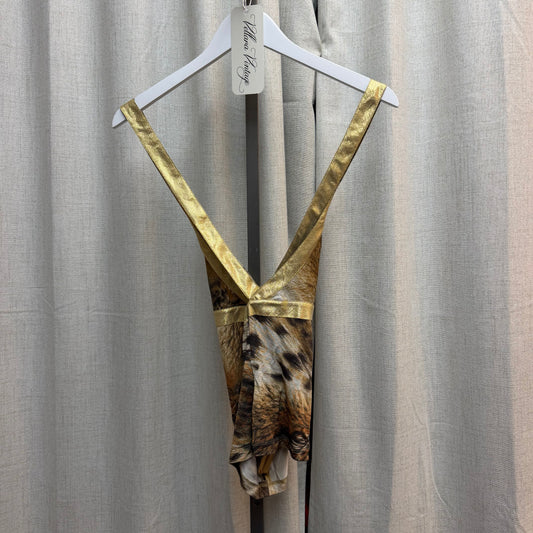 Just Cavalli Gold Animal Print Cross-back Top