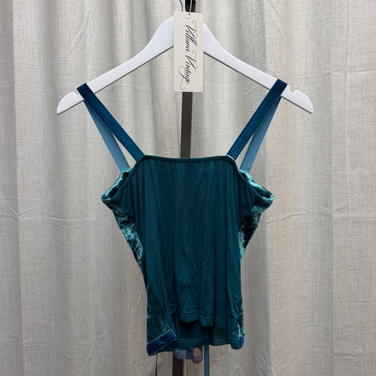 Teal Y2K Lace Up Cami
