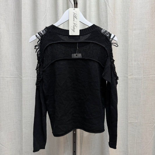 Black Distressed Pullover Sweater