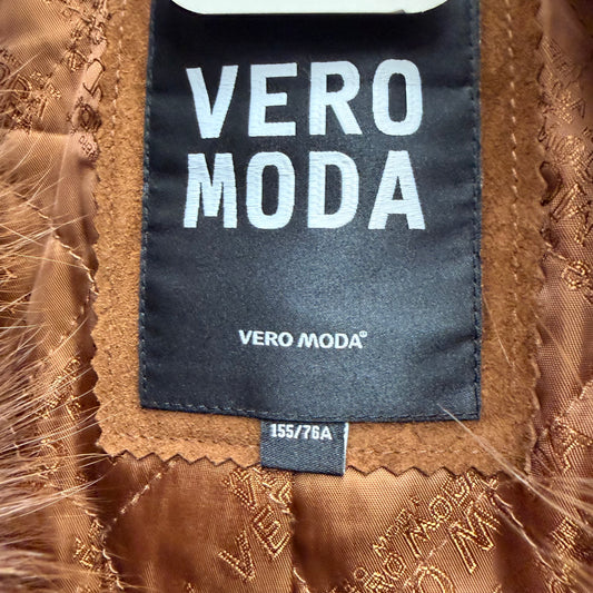 Vero Moda Brown Genuine Leather & Fur Coat