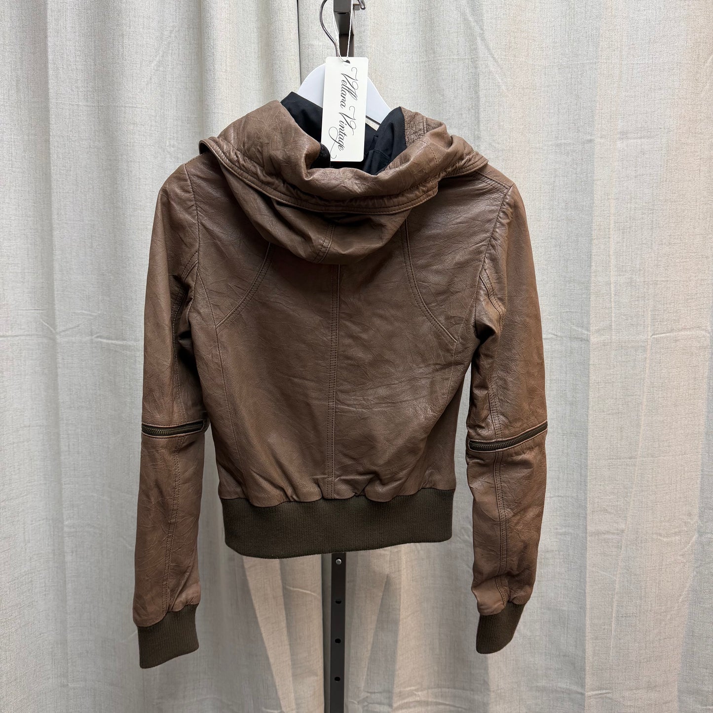 Danier Brown Hooded Leather Jacket