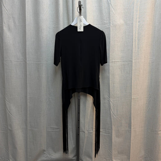 Stella McCartney Black Short Sleeve Top with Long Fringe