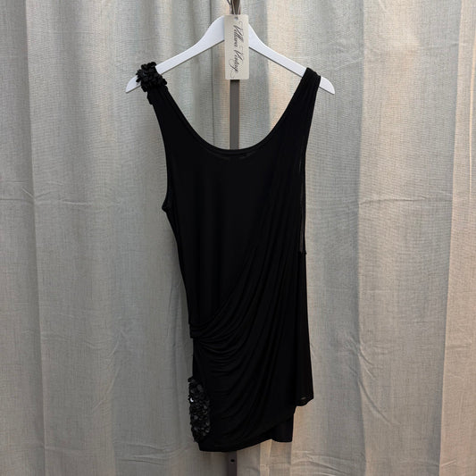 Black Draped Mini Dress with Sequins