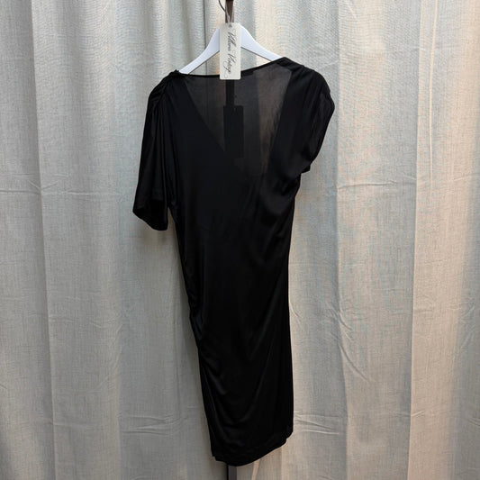 Black Asymmetrical Draped Dress with Beading Detail