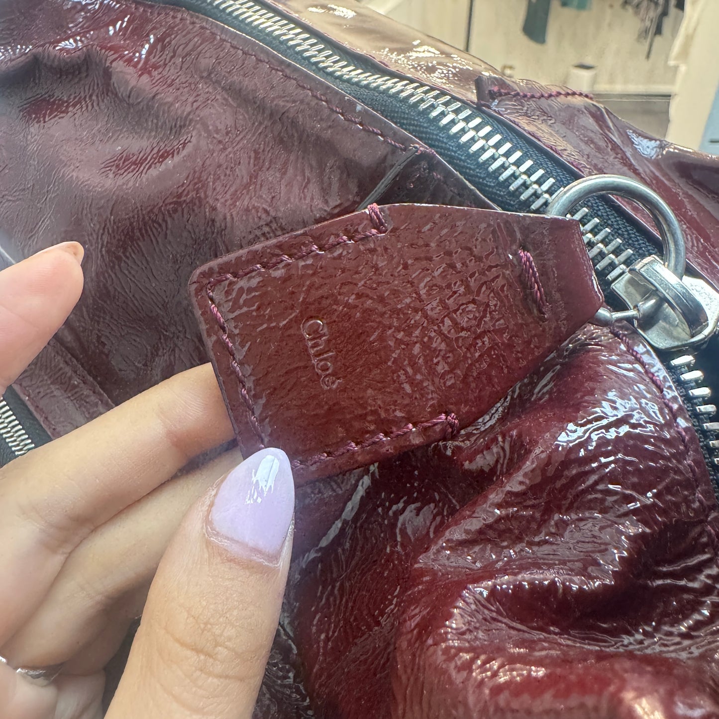 Chloé Burgundy Patent Leather Betty Bag