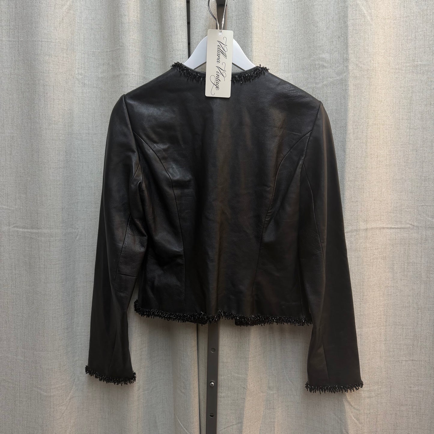Cache Black Embellished Leather Jacket