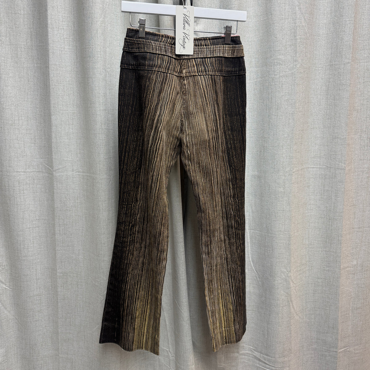 Roberto Cavalli Brown Striped Belted Bootcut Pants