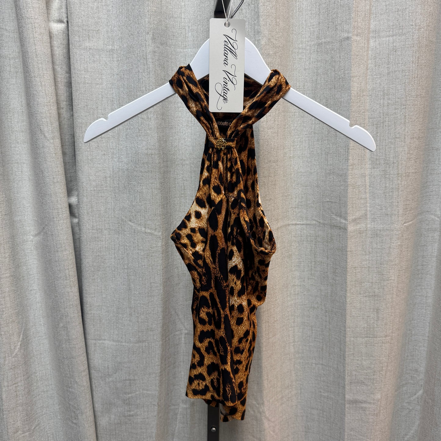 Roberto Cavalli Leopard Print Halterneck Tank Top