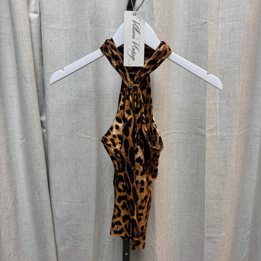 Roberto Cavalli Leopard Print Halterneck Tank Top