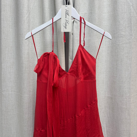 Roberto Verino Red Silk Tiered Halter Knee-Length Dress