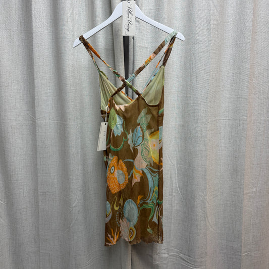 Miss Sixty Brown Silk Floral Mini Dress