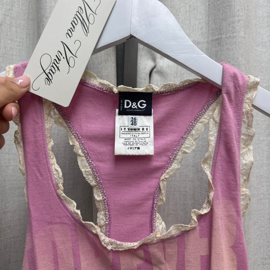 D&G Pink Summer Graphic Tank Top