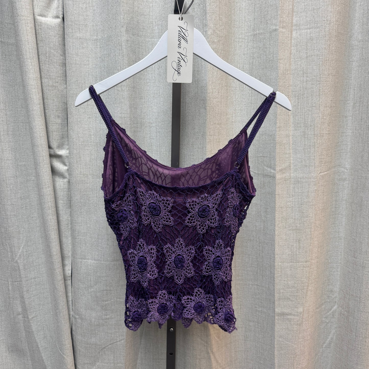 Purple Floral Crochet Tank Top