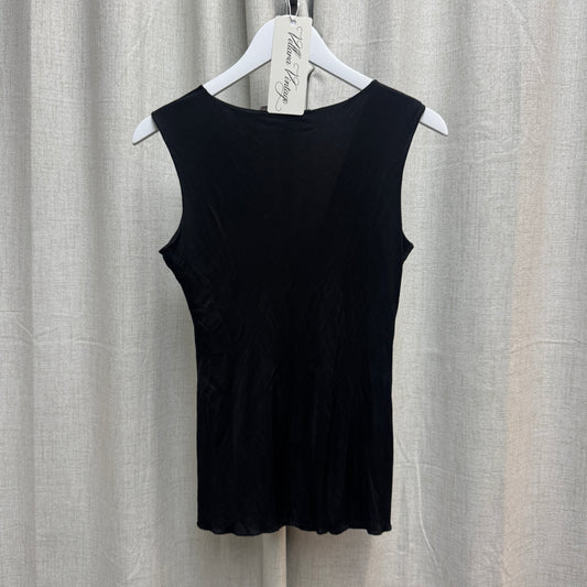 Robert Cavalli Gold Chain Link Black Ruched Tank Top