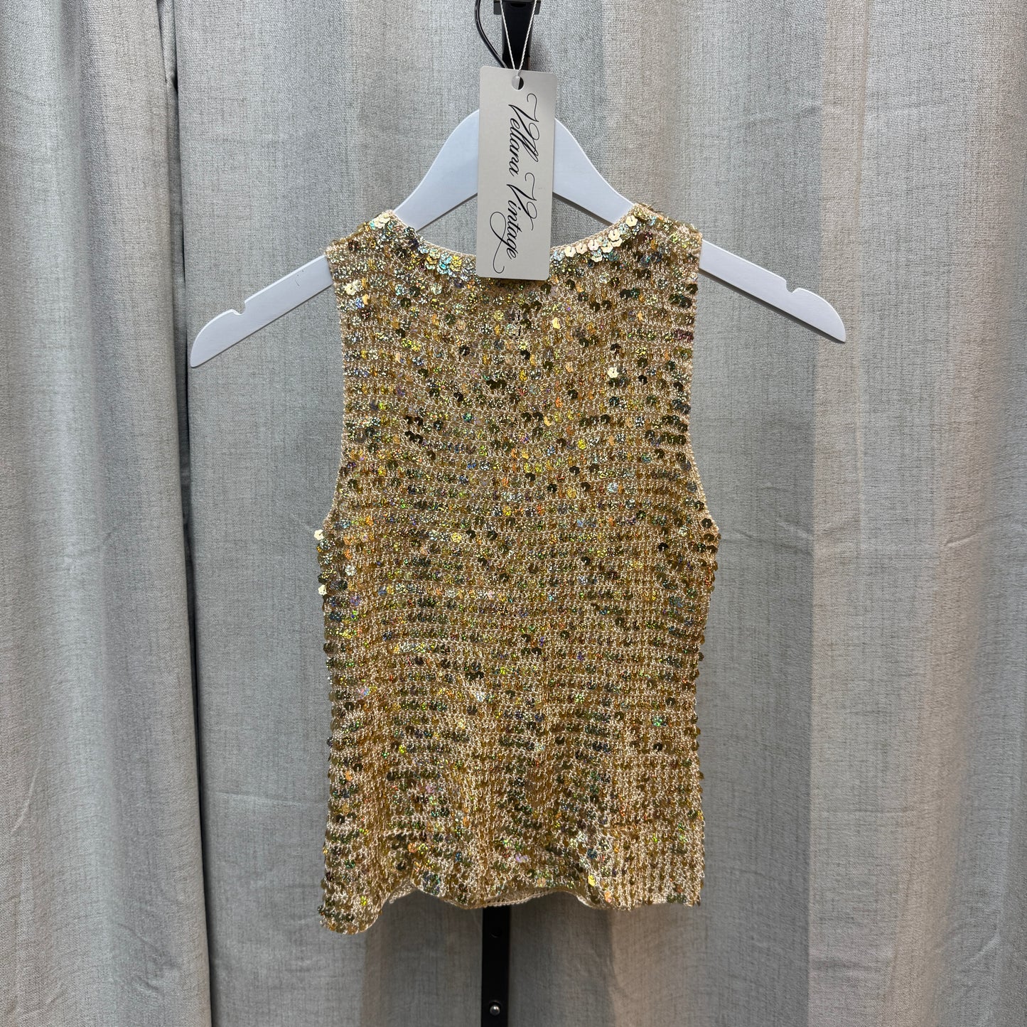 Gold Sequin Keyhole Tank Top