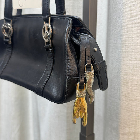 Moschino Mini Black Leather Bowling Bag